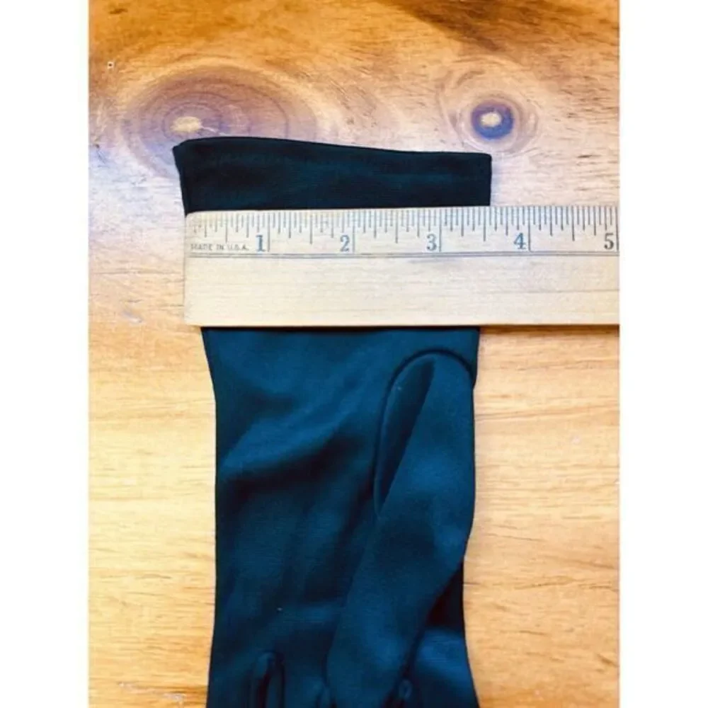 Vintage‎ Ladies Black Gloves Detail Ruching Size S